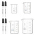 Glass Beaker Set, 4 Pack Graduated Measuring Beakers 25ml 50ml 100ml 200ml Low Form Griffin Thick Wall Lab Beakers with 4 Pcs 1ml Glass Pipette...