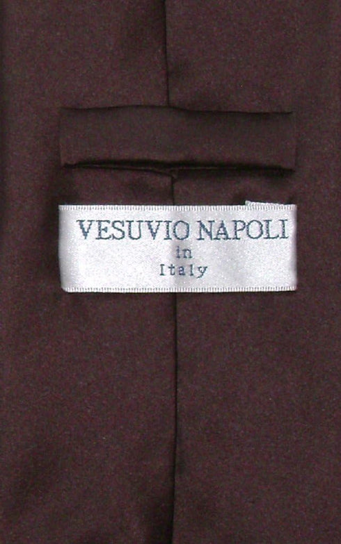 Vesuvio Napoli Necktie Solid Chocolate Brown Color Men's Neck Tie...
