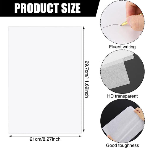 Acooruiteng 100 Sheets Tracing Paper A4 Size Vellum Paper High Transparency Tracing Paper for Drawing Tracing Paper Pad Trace Paper for Drawing,Tr...