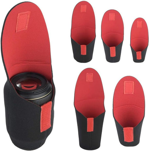 5 Pcs Lens Protective Case Lens Pouch Bag Set Padded Shockproof Storage Pouch for DSLR Camera Lens Includes: Small, Medium, Large, XL XXL arge Siz...