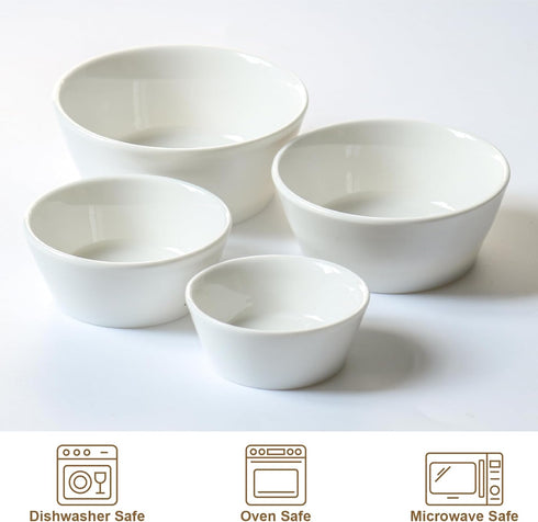 Porcelain Pinch Bowls Set of 4, Multi-size Round Mini Bowls for Meal Prep, Sauces, Dippings, Condiments...