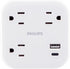 Philips 3-Outlet Surge Outlet Extender with USB, 1 USB-A, 1 USB-C, 12W, 980J, White - SPP9393W/37...