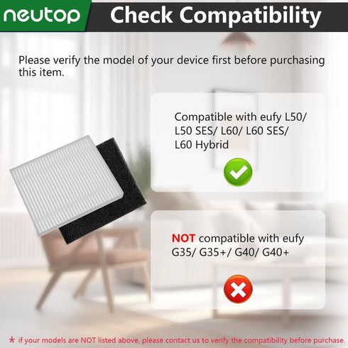 Neutop Replacement Filter Sets Parts Compatible with eufy Clean L50, L50 SES, L60, L60 SES, L60 Hybrid, Robot Vacuum Accessories, 8-Pack....