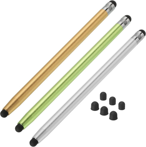 MECCANIXITY 3pcs Stylus Pens for Touch Screens with 6 Extra Tips Dual Rubber Tips Capacitive Stylus Universal Tablet Pen Sensitivity Precision, Gr...