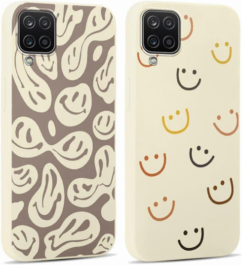 2 Pack Happy Smiley Face for Samsung Galaxy A12 4G 6.5 Inch Phone Case,Aesthetic Cute Smile Design Cases Soft Silicone Slim TPU Shockproof Protect...