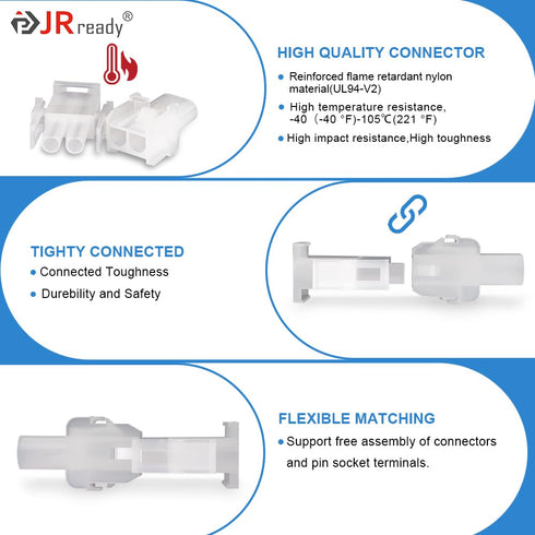 JRready ST6428 Power Connector 9 Pin (4 Matched Sets), 6.35mm Diameter Pin and Sockets 14-20 AWG, Compatible with Molex MLX Power Connector 9 Pin,...