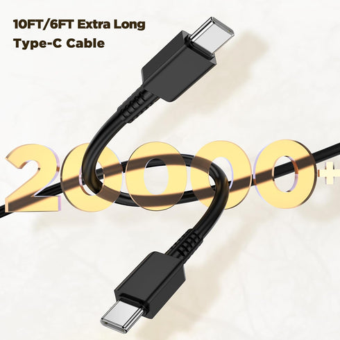 45W Super Fast Charger Type C,2 Pack 45 Watt USB-C PD/PPS Wall Charging Block,6/10 FT Type C to Type C Cable for Samsung Galaxy S23 Ultra/S23+/S22...