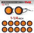 12 Pcs TMH 1-1/4 Inch Mount Amber LENS & Amber LED Clearance Markers, side marker lights, led marker lights, led side marker lights, led trailer m...