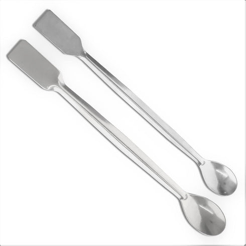 10 Pcs 2 in 1 Double Ended Lab Spoon Micro Lab Spatula Stainless Steel Lab Scoop Square & Flat Spoon End for Reagent Sampling, Mixing, Measuring...