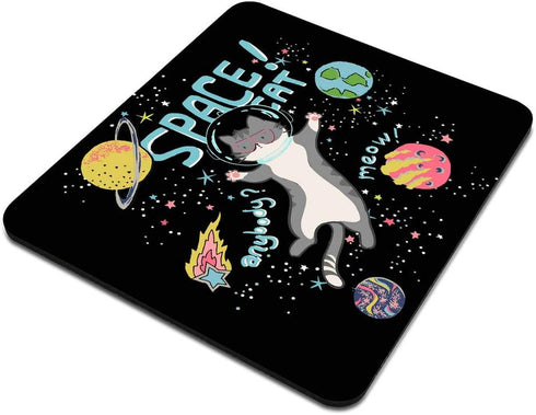 Gaming Mouse Pad Custom, Cute Space Cat Customized Rectangle Non-Slip Rubber Mousepad Gaming Mouse Pad...