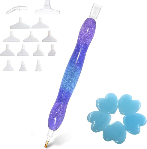 Diamond Painting Art Drill Bead Pen Accessories Tool Kit, 5D Diamond Painting Drill Pen Stylus Tips Placers Heads and Glue Clays Shine Purple...
