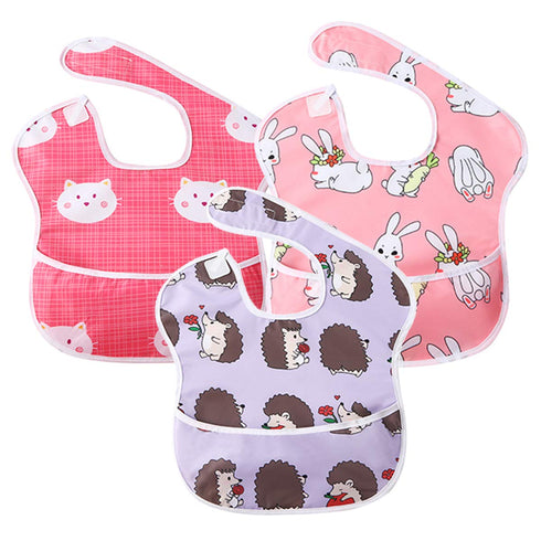 Little Dimsum 3 pack Baby Bibs Waterproof Bib Easy to Clean Feeding Bibs Weaning Bibs Adjustable Closed for Babies Toddlers with Large Pocket 6-36...