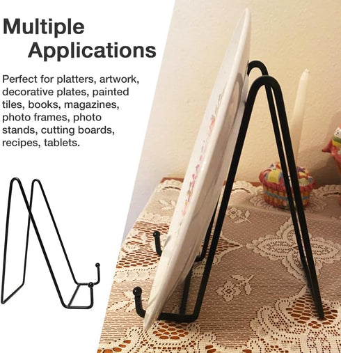 3 Pack 8 Inch Large Plate Stands for Display, Metal Black Plate Holder Display Stand, Book Display Stand for Book, Photo Easel, Decorative Plates...