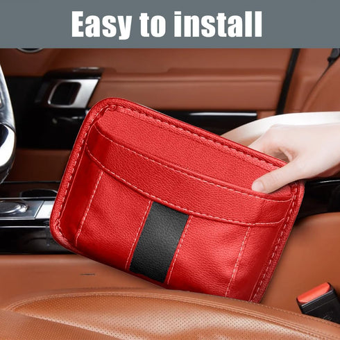 Car Seat Side Pocket Organizer, PU Leather Pen Phone Sunglasses Holder Tray Pouch Seat Gap Filler, Universal Car Interior Accessories Mini Storage...