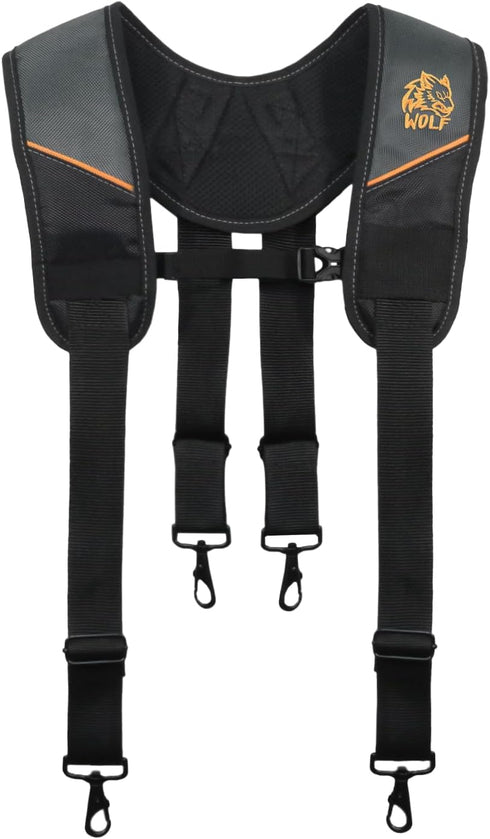 WOLF WTH2115 Padded 4-point Suspenders for Tool Work Belt | Universal Breathable Comfort Lightweight | Contractors Handyman | Pain Stress Relief W...