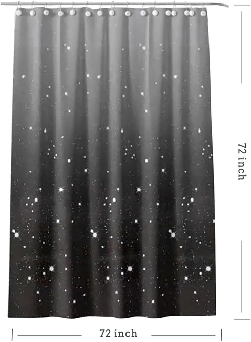 Black Star Shower Curtain Liner 72 x 72, Plastic Waterproof 4G Lightweight Shower Liner for Bathroom, with Grommets Holes and 3 Heavy Duty Magneti...