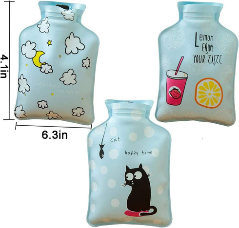 3Pcs Mini Hot Water Bottle Bag/Hand Warmer, Light and Handy, Small Heat Up and Refreezable Cold Pack, Korea Style Cute Therapy Heating Pad Warming...