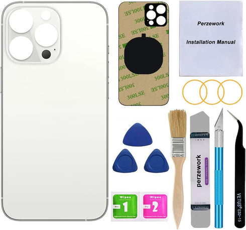 Back Glass Replacement for iPhone 13 pro 6.1 inches (Silver) All Carriers with Repairing Tool Kits...