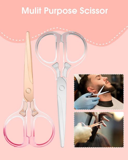 Scissors, Clear Acrylic Stainless Steel Scissors,Office Professional Shears for Home School Office DIY Craft Sewing Fabric Cutting General Use?2PC...