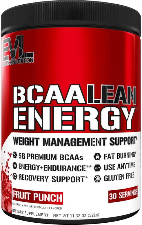 EVL BCAA Lean Energy Powder - Pre Workout Green Tea Fat Burner Support with BCAAs Amino Acids and Clean Energizers - BCAA Powder Post Workout Reco...