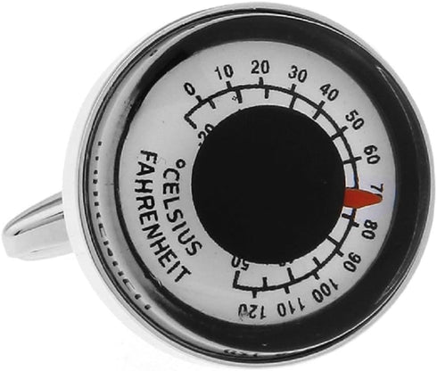 Dual Thermometer Celsius & Fahrenheit Pair Cufflinks in Presentation Gift Box & Polishing Cloth...
