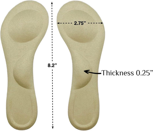 CB 4 Pairs of Suede Sponge Inserts Invisible Slim Insoles Liners, Ball of Foot Pain Relief Cushion, Arch Pain Barefoot Support, 3/4 Length for Wom...