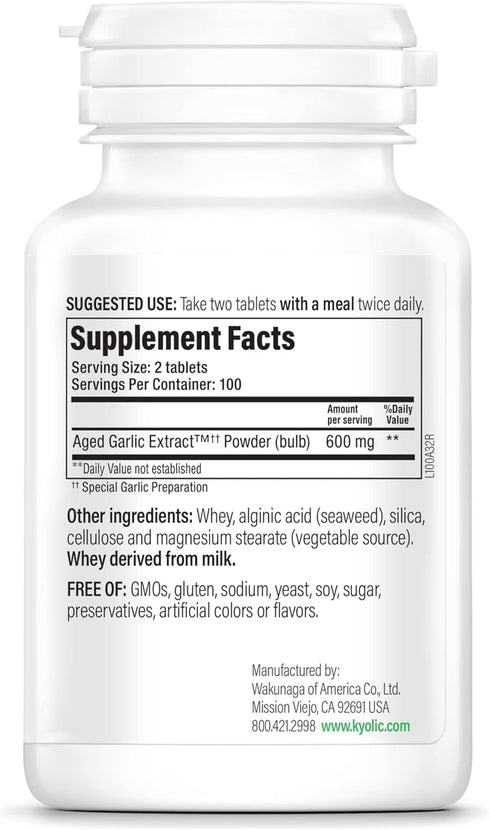 Kyolic Aged Garlic Extract Formula 100, Original Cardiovascular, 200 Tablets (Packaging May Vary)...