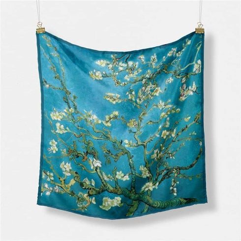 Women's Van Gogh Oil Painting Square Scarf Fashion Literary Imitation Silk HairBand...
