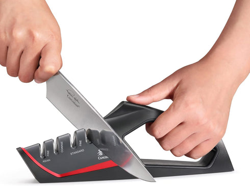 Cangshan SHARK Series 1026818 4-Stage Knife Sharpener, Red...