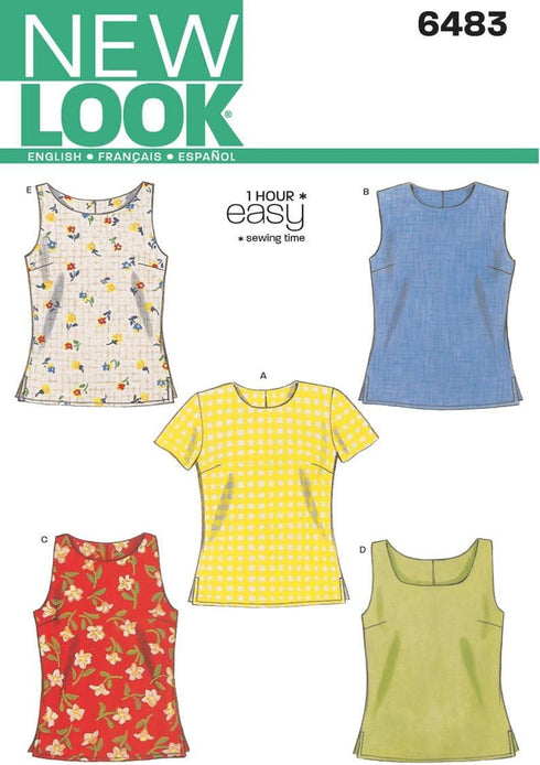 New Look Sewing Pattern 6483 Misses Tops, Size A (6-8-10-12-14-16)...