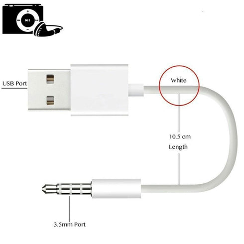 2 Pack,10.5cm USB Power Charger Sync Data Transfer Cable,Charging Cable for iPod Shuffle Cable, 3.5mm Jack/Plug to USB USB Power Charger Sync Data...