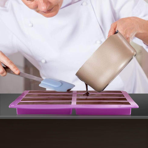 Silicone Granola Bar Mold, 2 Pack 8-Cavity Rectangular Nutrition/Cereal/Energy Bar Maker Molds for Chocolate Truffles Ganache Bread Brownie Cornbr...