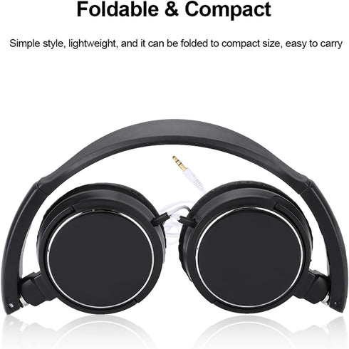 Foldable Head Mounted Headphone Mini Wired Headset Hands Free Compact Stereo HiFi Music Headset Support Rotatable Ear Cup Adjustable Headband Supp...