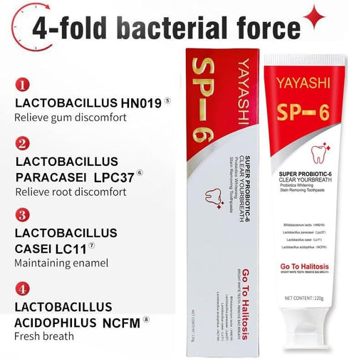 2Pcs SP-6 Ultra Whitening Toothpaste, SP-6 Probiotics Whitening Toothpaste, Fresh Breath, Stain Removing.(Red)...