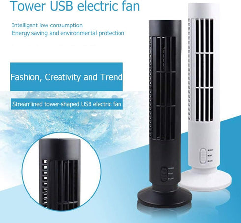 Portable Air Cooler Vertical Bladeless Fan USB Desktop Air Conditioner Fan Mini Cooling Tower Fan for Home Office (Black)...