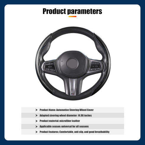 Pack-2 Car Steering Wheel Covers, Carbon Fiber Steering Wheel Protectors, Universal Non Slip Steering Wheel Covers (Black)...