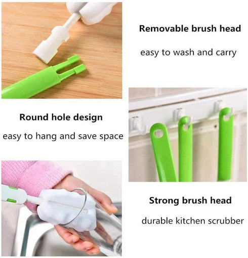 INVODA 4PCS Bottle Brush,Bottle Washer Set Long Sponge Bottle Cleaning Brushes Baby Bottle Cleaner Brush, Nipple Brush (4 pcs)...