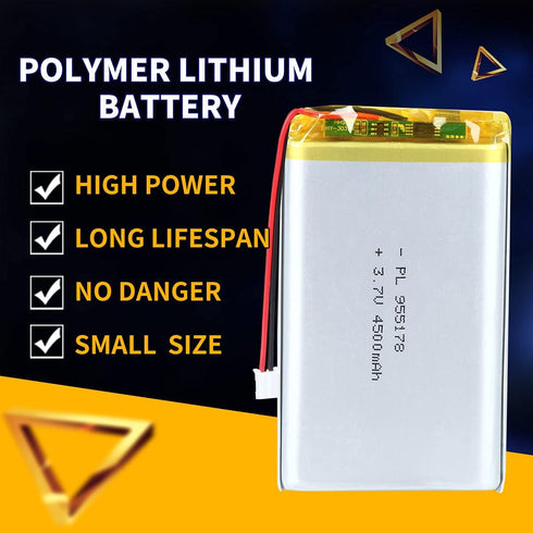 3.7V 4500mAh 955178 Lipo Battery Rechargeable Lithium Polymer ion Battery Pack with PH2.0mm JST Connector...