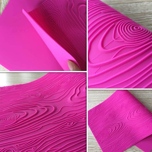 AK ART KITCHENWARE Woodgrain Fondant Impression Mat Silicone Cake Lace Mold Cake Texture Mat Pink BLM-23...