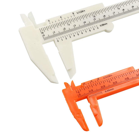 uxcell Vernier Caliper 80mm 150mm Mini Double Scale Plastic Ruler Measuring Tool White Orange 1 Set...