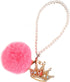 Pink Bling Car Accessories for Women Furry Pom Pom Crown with Pearl Chain Car Mirror Hanging Accessories for Women...