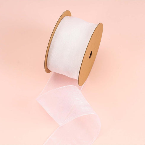LaRibbons Sheer Organza White Ribbon for Flower Bouquet, Gift Wrapping, Bridal Shower, Wedding Party Decoration, Craft, 1-1/2 inch, 25 Yard...