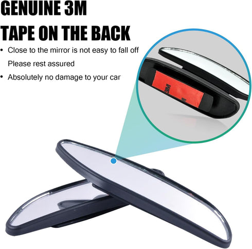 2 PCS Car Rearview Blind Spot Mirror, 5" x 1.18" Rectangular Adjustable Convex Wide-angle Mirror, Reversing Auxiliary Mirror, Universal for Cars E...