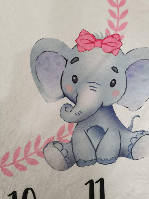 Baby Monthly Milestone Blanket Twins Girl Pink Boy Blue Elephant Newborn Nursery Decor Photo Props Shoots Photography Growing Toddlers Soft Fleece...