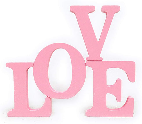 Wooden Love Sign Table Top Sign Freestanding Decorative Letter for Wedding Party Home Decor Pink...