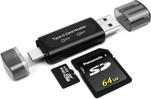 SD Card Reader, AIYEEN 4-in-1 USB C SD Card Reader Dual Slot OTG Memory Card Adapter for TF/Micro SD/SD/SDXC/Micro SDXC/Micro SDHC Memory Cards (B...