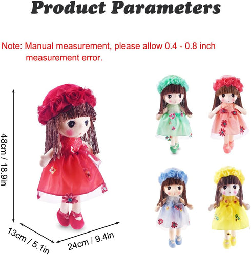 HWD Kawaii Stuffed Soft Flower Girl Plush Toy Doll Girls Gift, 18 Inch (Red)...