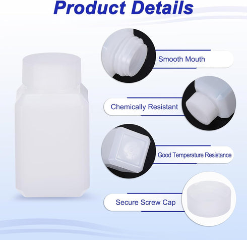 PATIKIL 12 Pcs 60ml Reagent Bottles, HDPE Wide Mouth Round Bottles with Screw Cap for Lab Water Reagent Liquids Solid Sample Storage Seal, White...