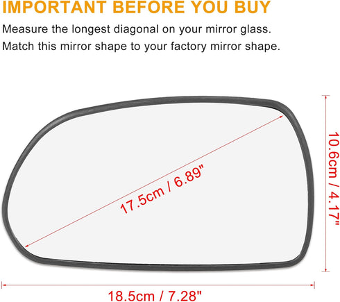 X AUTOHAUX Car Rearview Mirror Glass Replacement with Backing Plate Left Side Driver Side for Hyundai Elantra...