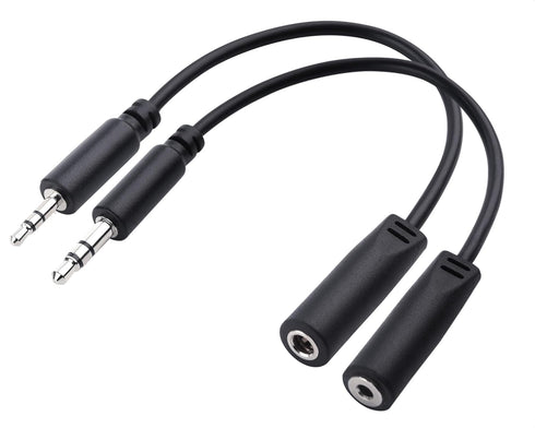 Cable Matters Combo-Pack 2.5mm and 3.5mm Headphone Adapter Kit (2.5mm to 3.5mm Adapter and 3.5mm to 2.5mm Adapter) in Black - 4 Inches......